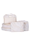 Calpak 5-piece Packing Cube Set In Gold Marble