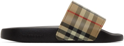 Burberry Neutral Vintage Check Slides In Archive Beige