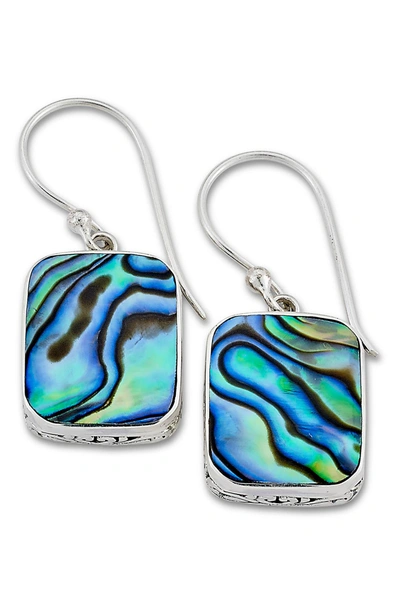 Samuel B. Sterling Silver Cushion Abalone Earrings In Green And Blue