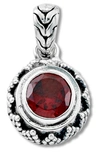 Samuel B. Sterling Silver Round Garnet Filigree Pendant In Red