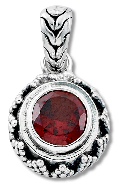 Samuel B. Sterling Silver Round Garnet Filigree Pendant In Red