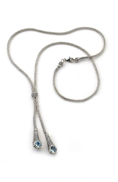 Samuel B. Sterling Silver Blue Topaz Adjustable Pendant Necklace