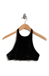 Valentino Satin Halter Crop Top In Nero
