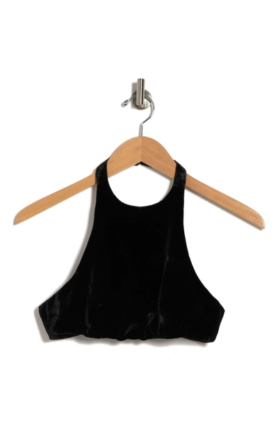 Valentino Satin Halter Crop Top In Nero