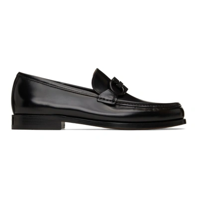 Ferragamo Black Rolo 10 Loafers In 001 Nero