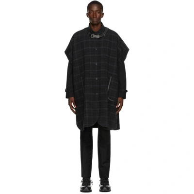 Burberry Grey Wool Cashmere Vintage Check Cape In Military Green Ip Ch