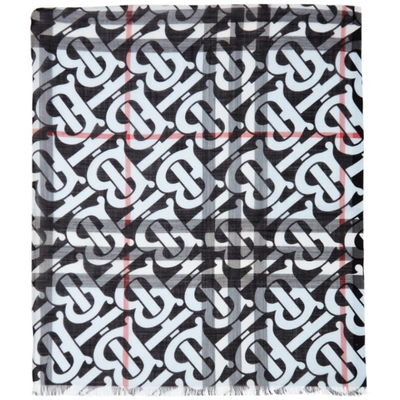 Burberry Blue Check Monogram Scarf In Pale Blue