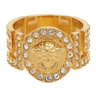Versace Gold Crystal Icon Medusa Ring In D01o Gold