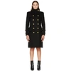 BALMAIN BLACK WOOL & CASHMERE DOUBLE-BREASTED COAT