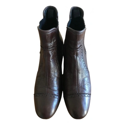 Pre-owned Balenciaga Leather Ankle Boots In Brown