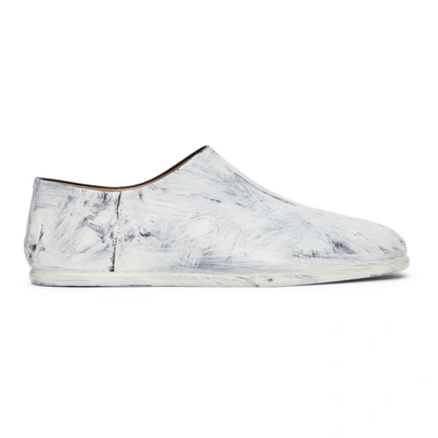 Maison Margiela Black Painted Tabi Loafers In White