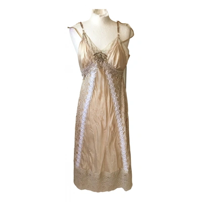 Pre-owned Khokho Silk Mid-length Dress In Beige