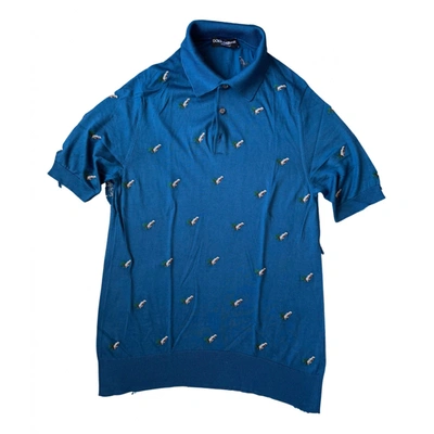 Pre-owned Dolce & Gabbana Silk Polo Shirt In Blue