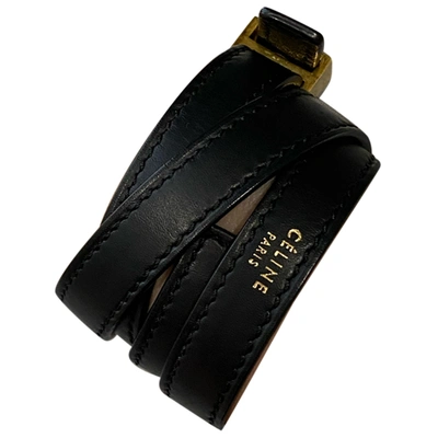 Pre-owned Celine Leather Bracelet In Black