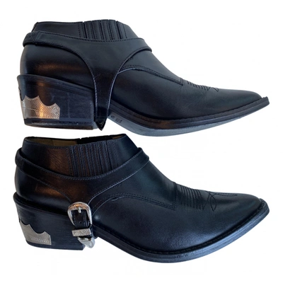 Pre-owned Toga Leather Ankle Boots In Black
