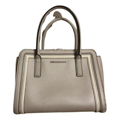 Pre-owned Karl Lagerfeld Leather Handbag In Grey