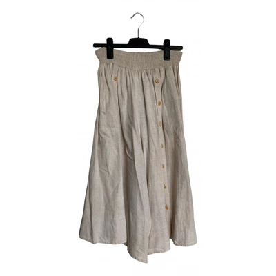 Pre-owned Gucci Linen Skirt In Beige