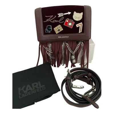 Pre-owned Karl Lagerfeld Leather Crossbody Bag In Burgundy