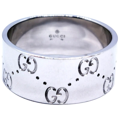 Pre-owned Gucci White Gold Ring In Silver