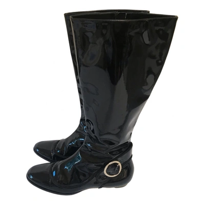 Pre-owned Jimmy Choo Patent Leather Boots In Black