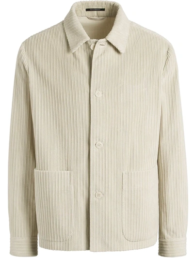 Ermenegildo Zegna Long-sleeve Corduroy Shirt In Neutrals