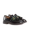GUCCI WEB-TRIM LEATHER LOAFERS