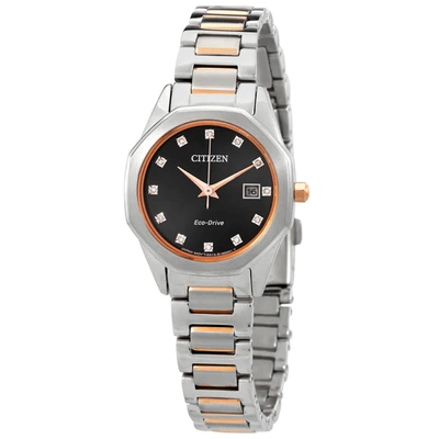 Citizen Eco-drive Women's Corso Diamond-accent Two-tone Stainless Steel Bracelet Watch 28mm In Two Tone  / Black / Gold Tone / Rose / Rose Gold Tone