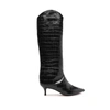 Schutz Maryana Croc-embossed Leather Boots In Black