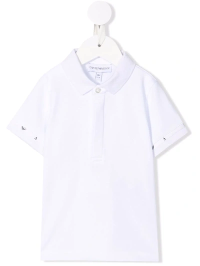 Emporio Armani Babies' Logo-sleeve Polo Shirt In White