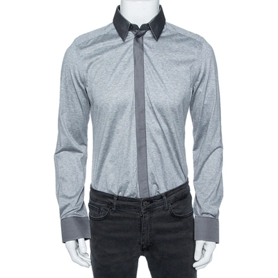 Pre-owned Dolce & Gabbana Grey Jersey Contrast Collar And Cuff Detail Shirt L