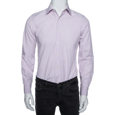 Pre-owned Valentino Lilac Striped Cotton Tailored Fit Shirt M In Purple