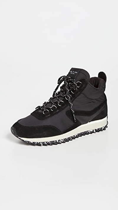 Rag & Bone Suede And Recycled Shell Sneakers In Black