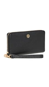 Tory Burch Robinson Zip Continental Wallet In Black
