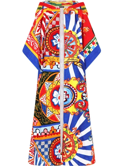 Dolce & Gabbana Graphic-print Hooded Beach Cover-up In Rot