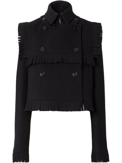 BURBERRY FRINGED COLLARED JACKET