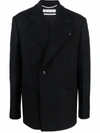 Off-white Double-breasted Short Coat In Black