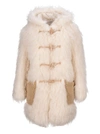 SAINT LAURENT SAINT LAURENT FAUX FUR HOODED LONG DUFFLE COAT