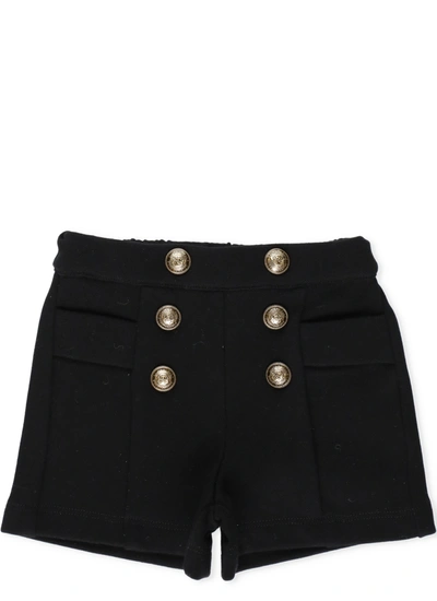 Balmain Babies' Double-breasted Button Shorts In Black