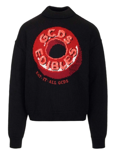Gcds Candy-print Roll Neck Pullover In Black