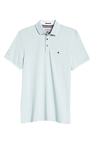 Ted Baker Tortila Slim Fit Tipped Pocket Polo In Pale Blue