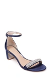 Jewel Badgley Mischka Bellevue Ankle Strap Wedge Sandal In Navy Satin