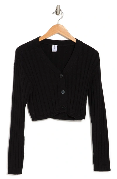 Abound Long Sleeve Ribbed Cropped Cardigan In Black