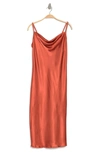 Bebe Solid Satin Dress In Pumpkin