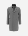 Herno Cashmere Coat With Nylon Ultralight Bib In グレー