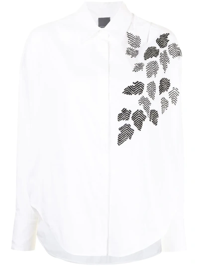 Lorena Antoniazzi Leaf Print Shirt In White