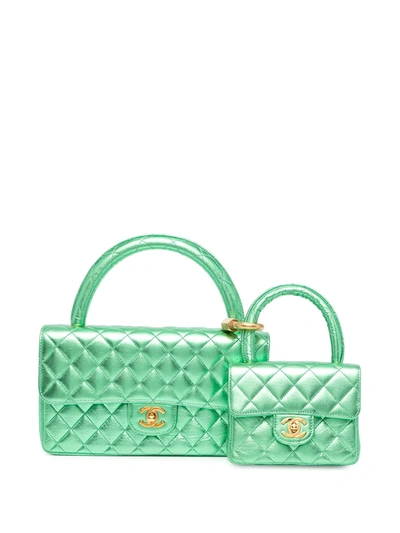 Pre-owned Chanel 1995 Classic Flap Two-in-one Handbag Set In Green