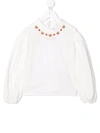 MONNALISA TEDDY-EMBROIDERED TOP