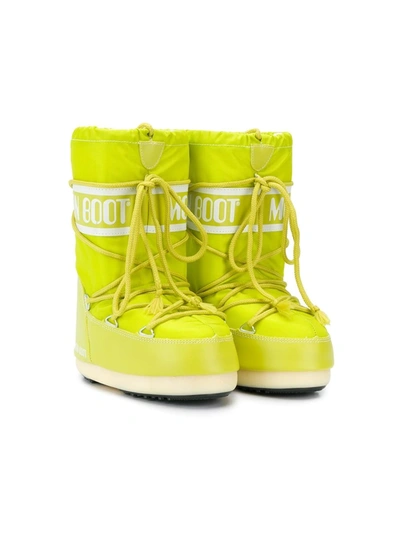 Moon Boot Kids' Icon Junior Lace-up Snow Boots In Green