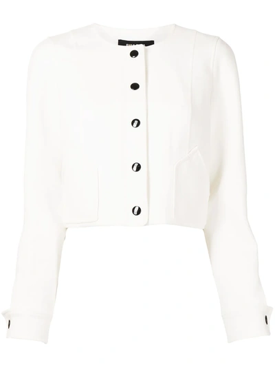 Paule Ka Collarless Cropped Jacket In White
