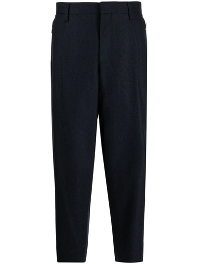 Kolor Cropped Tapered-leg Wool Trousers In Blue